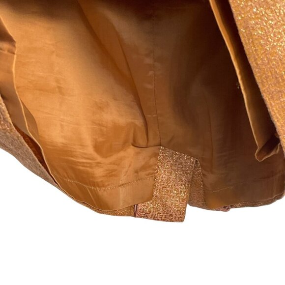 J.Crew Rose Gold Metallic Silk Pencil Skirt Sz 12 Lined Textured Shimmer Evening - Picture 10 of 12